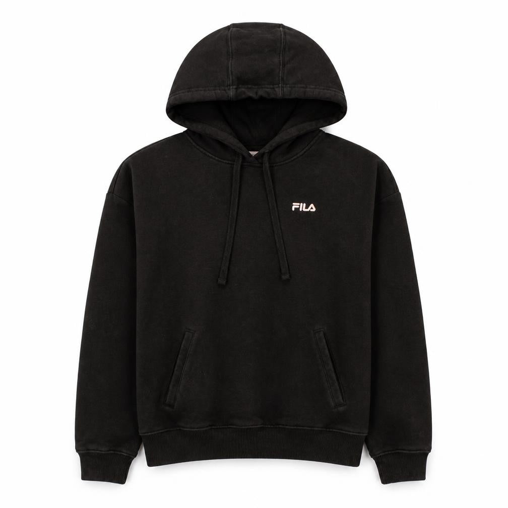 Front view of Fila Men's Black Pullover Hoodie Small Regular Fit