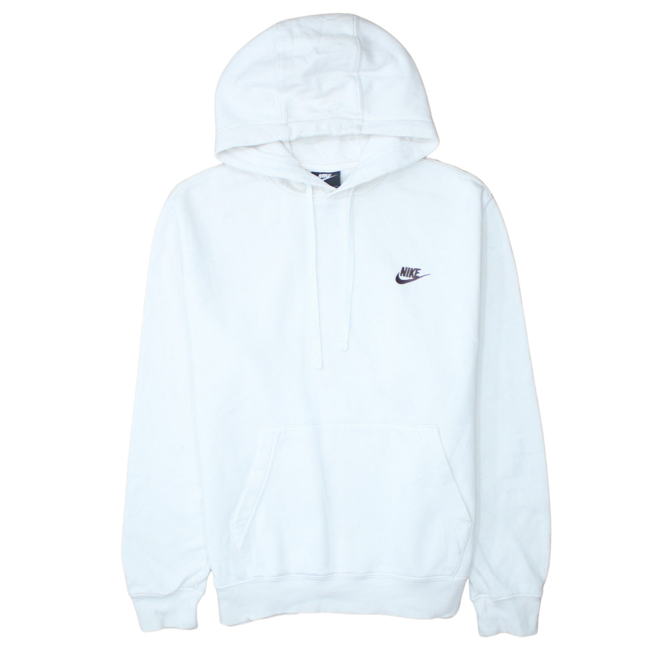 Nike Women White Pullover Hoodie M Cotton Blend Logo Casual