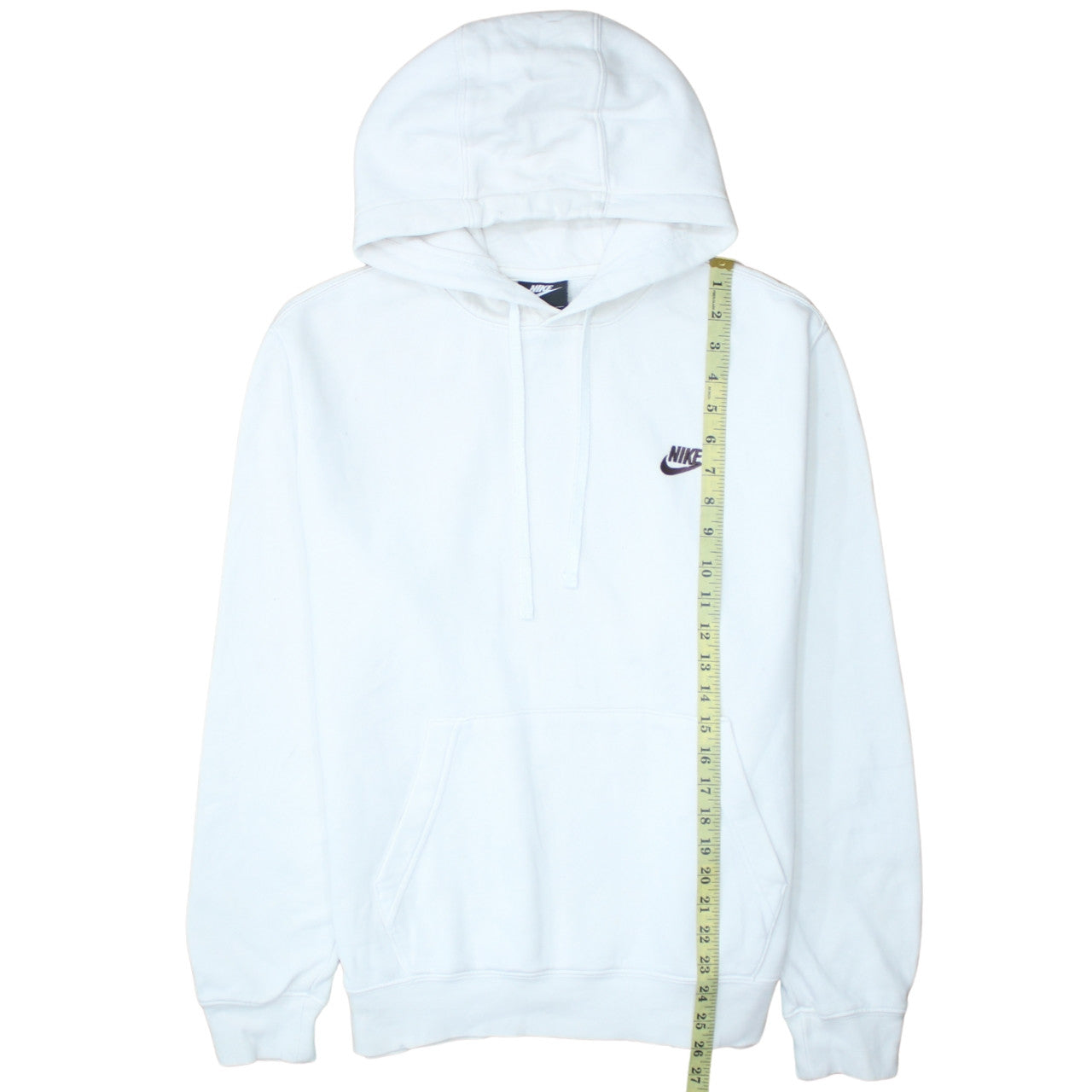 Nike Women White Pullover Hoodie M Cotton Blend Logo Casual