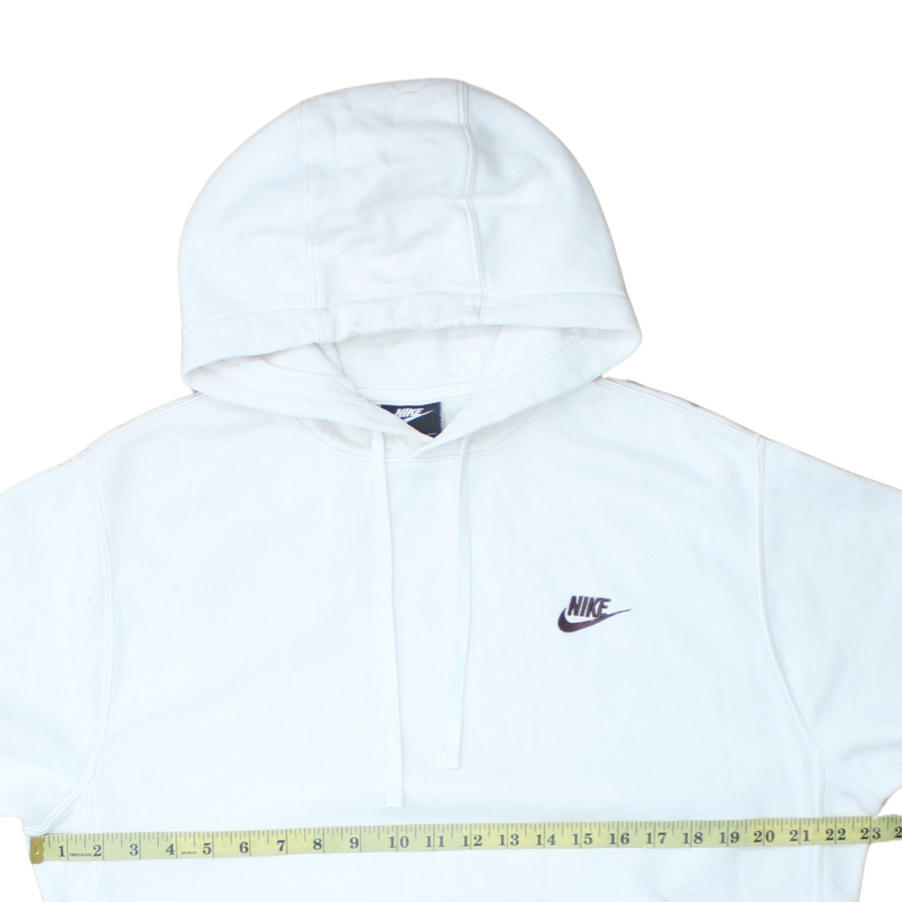 Nike Women White Pullover Hoodie M Cotton Blend Logo Casual