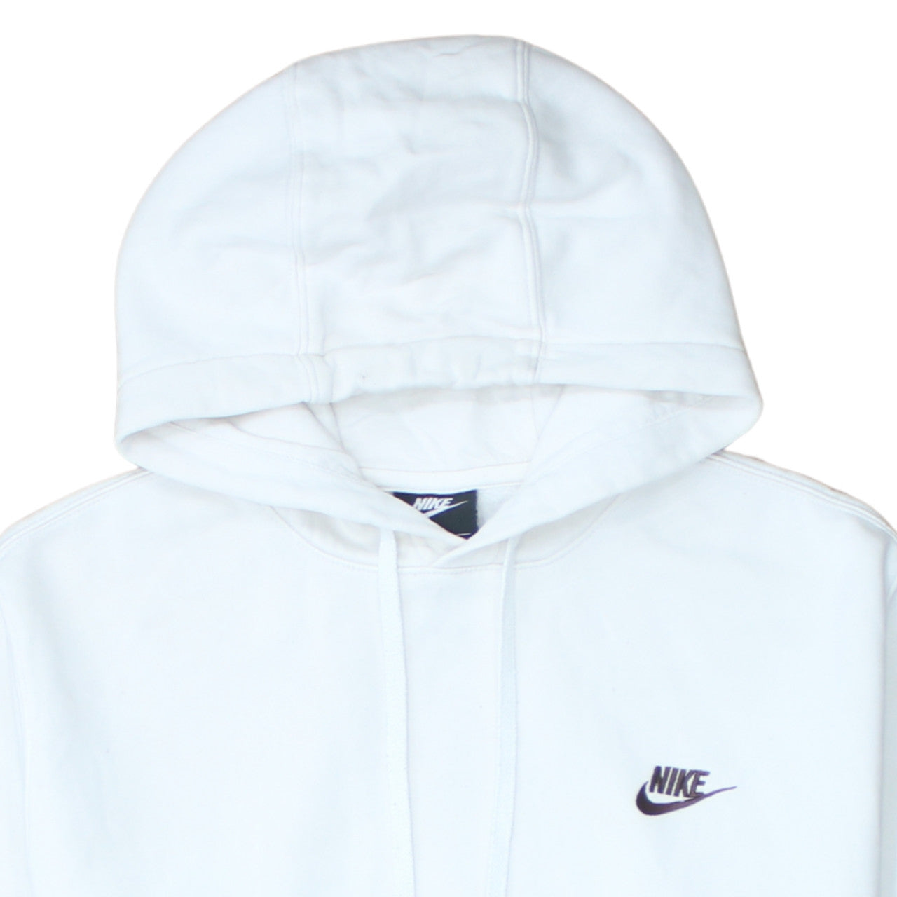 Nike Women White Pullover Hoodie M Cotton Blend Logo Casual