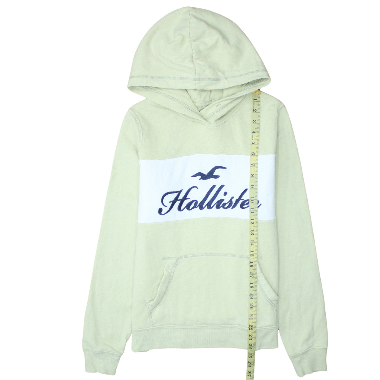 Hollister Women’s Green Pullover Hoodie Small Logo Embroidered Cotton Blend