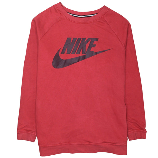 Nike Men's Red Crew Neck Graphic Logo Pullover Sweatshirt Size L