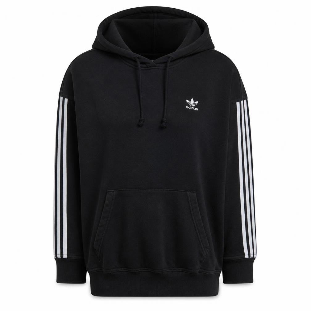 Adidas Womens Black Size 10 Pullover Hoodie with 3 Stripes Logo