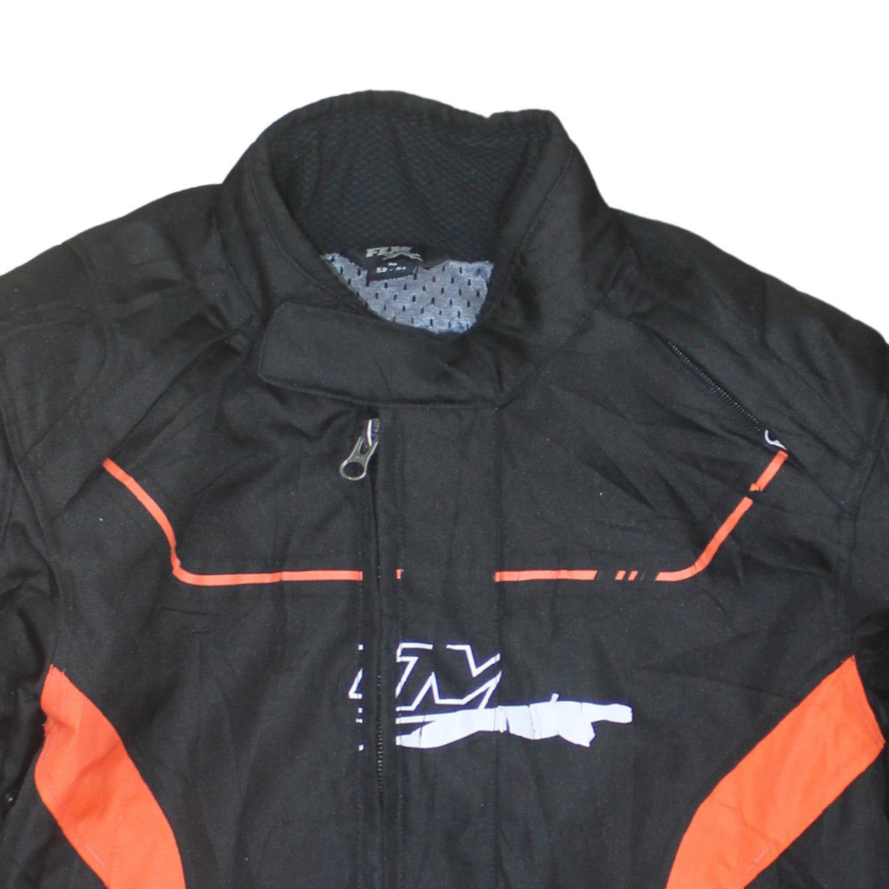 FLM Men's Black Orange Motorcycle Jacket Size 52 Regular Fit