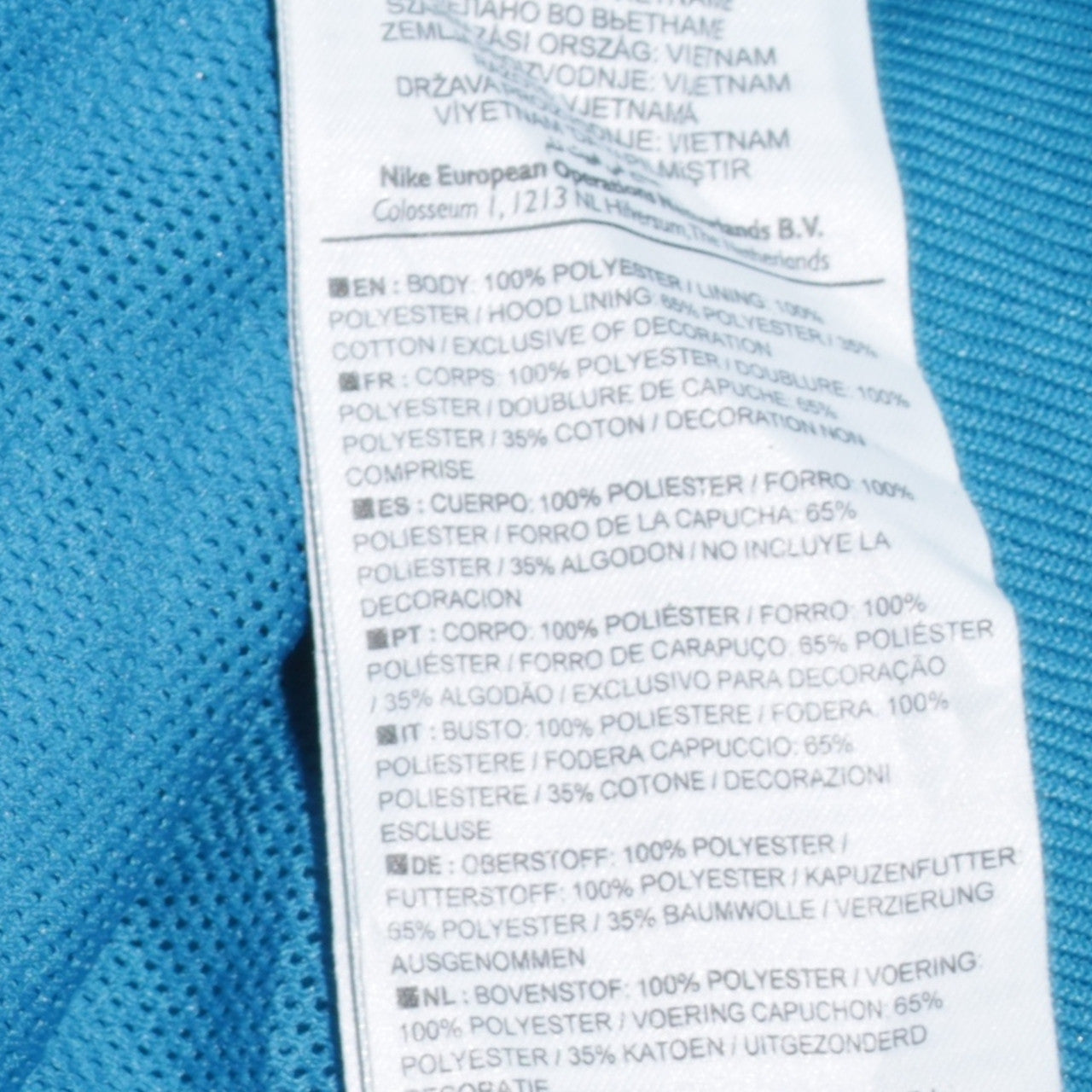 Nike Women Blue Hooded Windbreaker Jacket Size L Full Zip Lightweight