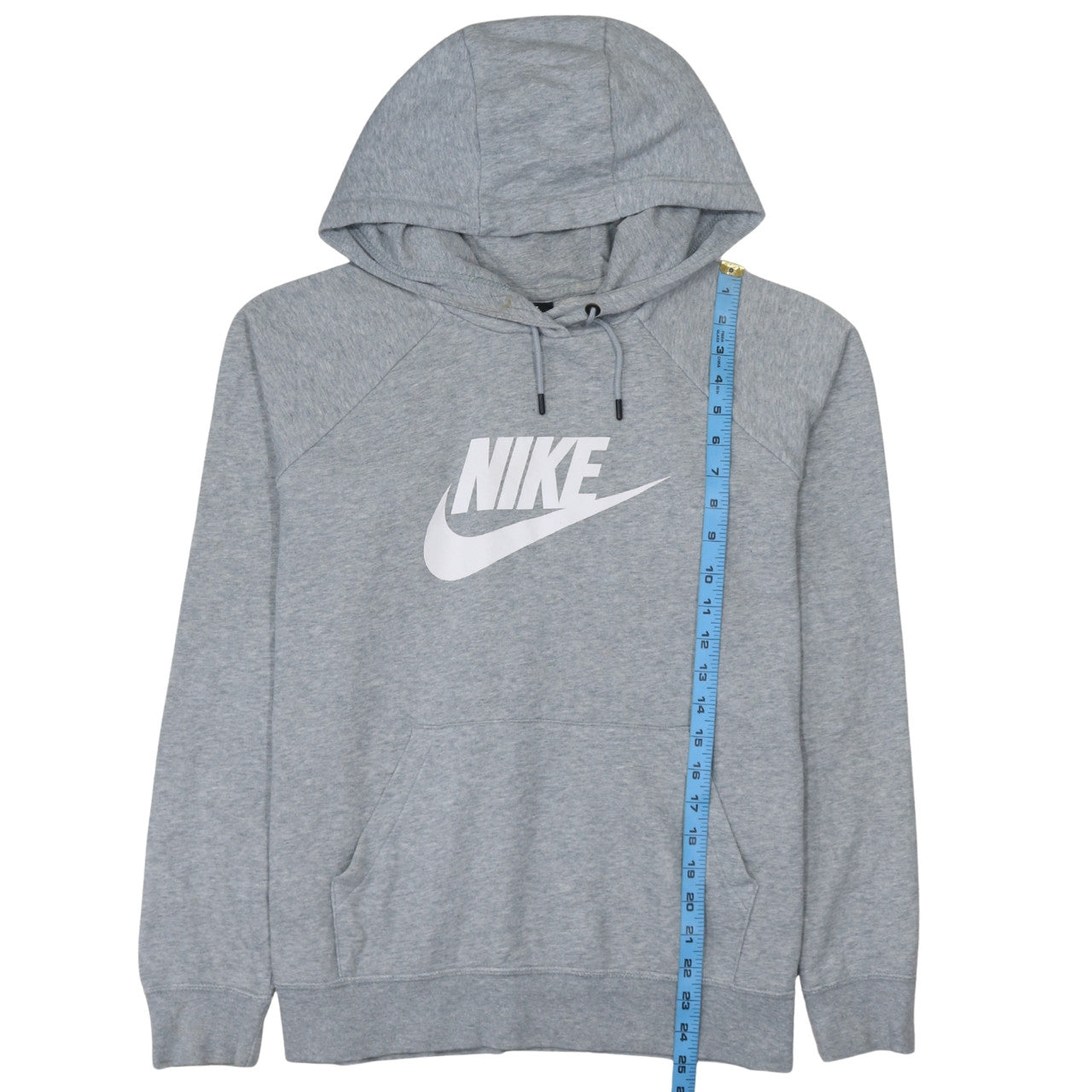 Nike Womens Grey Pullover Hoodie L Logo Fleece Sweatshirt