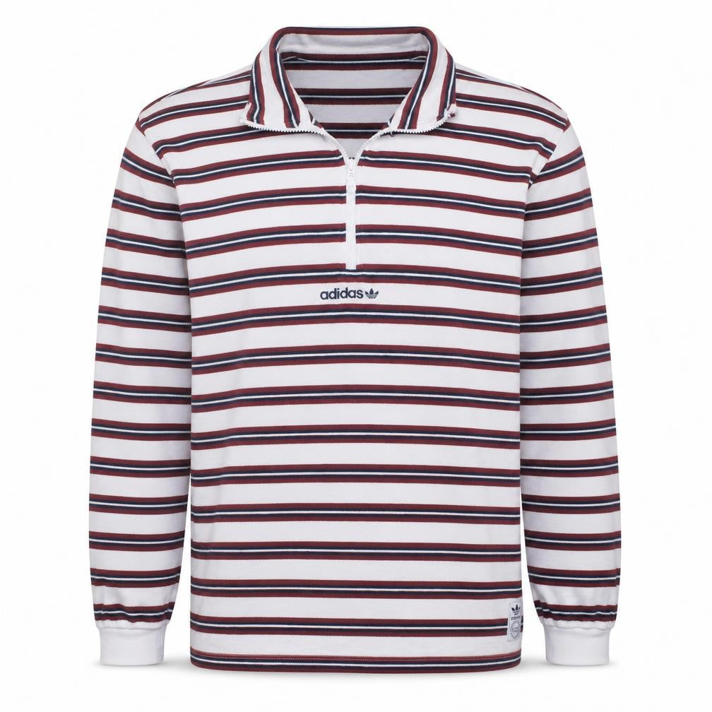 Adidas Men's White Striped 1/2 Zip Sweatshirt XL Vintage Style