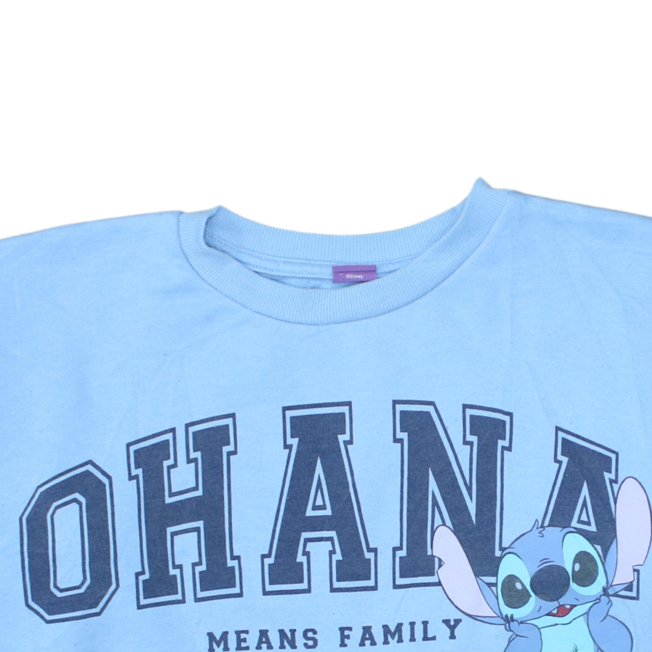 Disney Stitch Women's Blue Pullover Sweatshirt M Ohana Graphic