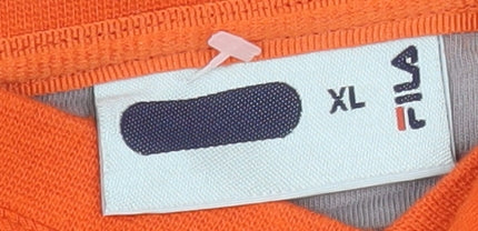 Fila Men's Orange XL Long Sleeve V-Neck Casual Cotton Top