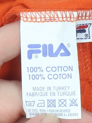 Fila Men's Orange XL Long Sleeve V-Neck Casual Cotton Top
