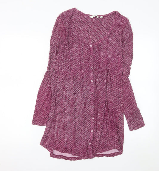 FatFace Women's Purple Geometric Long Sleeve Shirt Dress Size 10