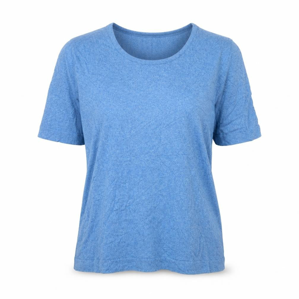 Front view of Jaeger Women's Blue 100% Cotton Short Sleeve Basic T-Shirt Medium
