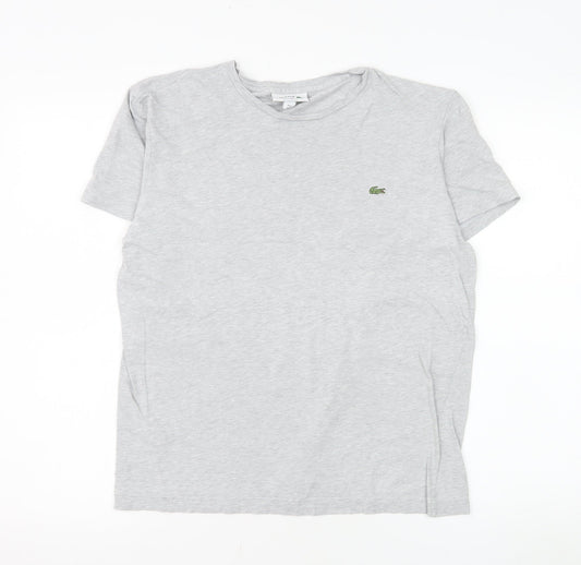 Lacoste Men's Grey Regular Fit Crew Neck Cotton T-Shirt Size M