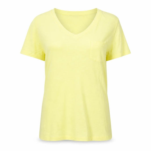 Superdry Women’s Yellow V-Neck Cotton Blend T-Shirt Size 8