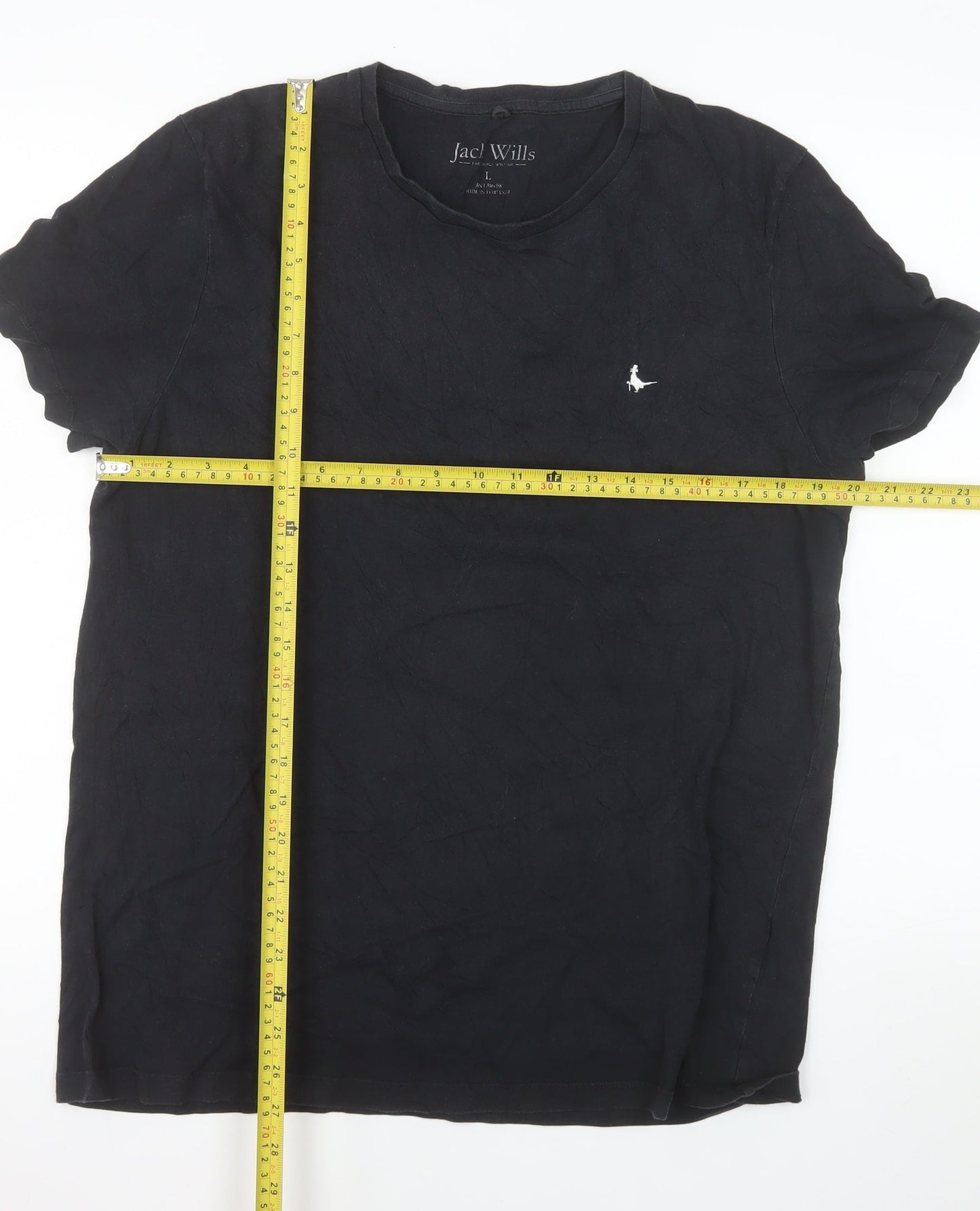 Jack Wills Men's Black Cotton Crew Neck Short Sleeve T-Shirt Size L