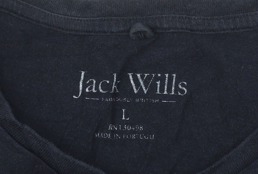 Jack Wills Men's Black Cotton Crew Neck Short Sleeve T-Shirt Size L