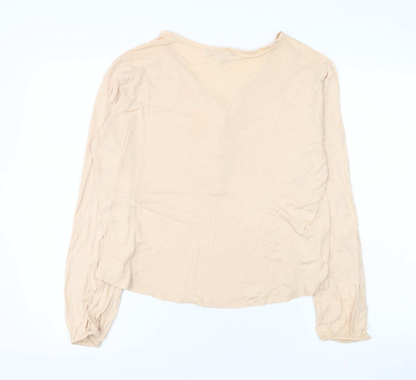 Laura Ashley Women’s Beige Long Sleeve V-Neck Blouse Size 14