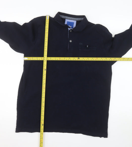 tbs Men's Blue Long Sleeve Cotton Polo Shirt Size L