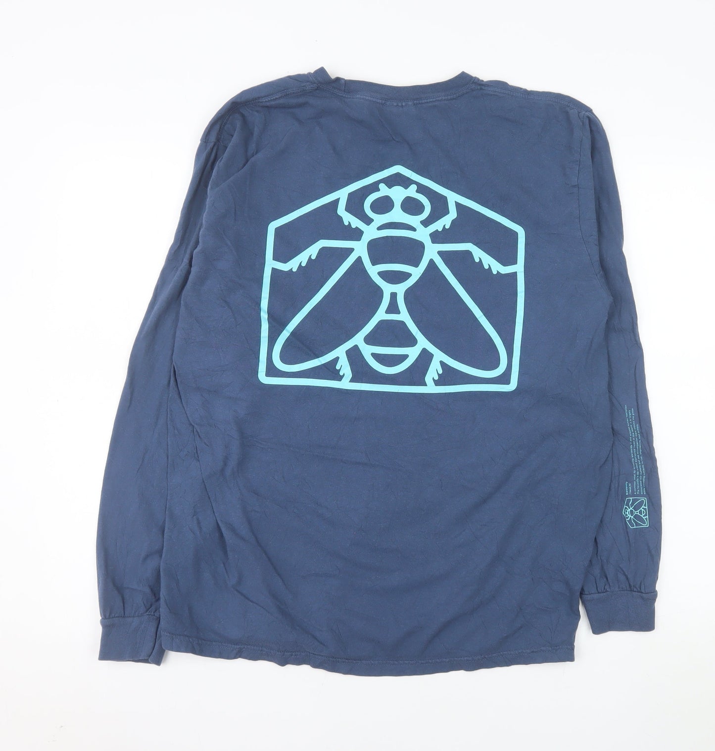 Comfort Colors Men's Blue Long Sleeve 'Housefly Fishing' Relaxed Fit Top Size L