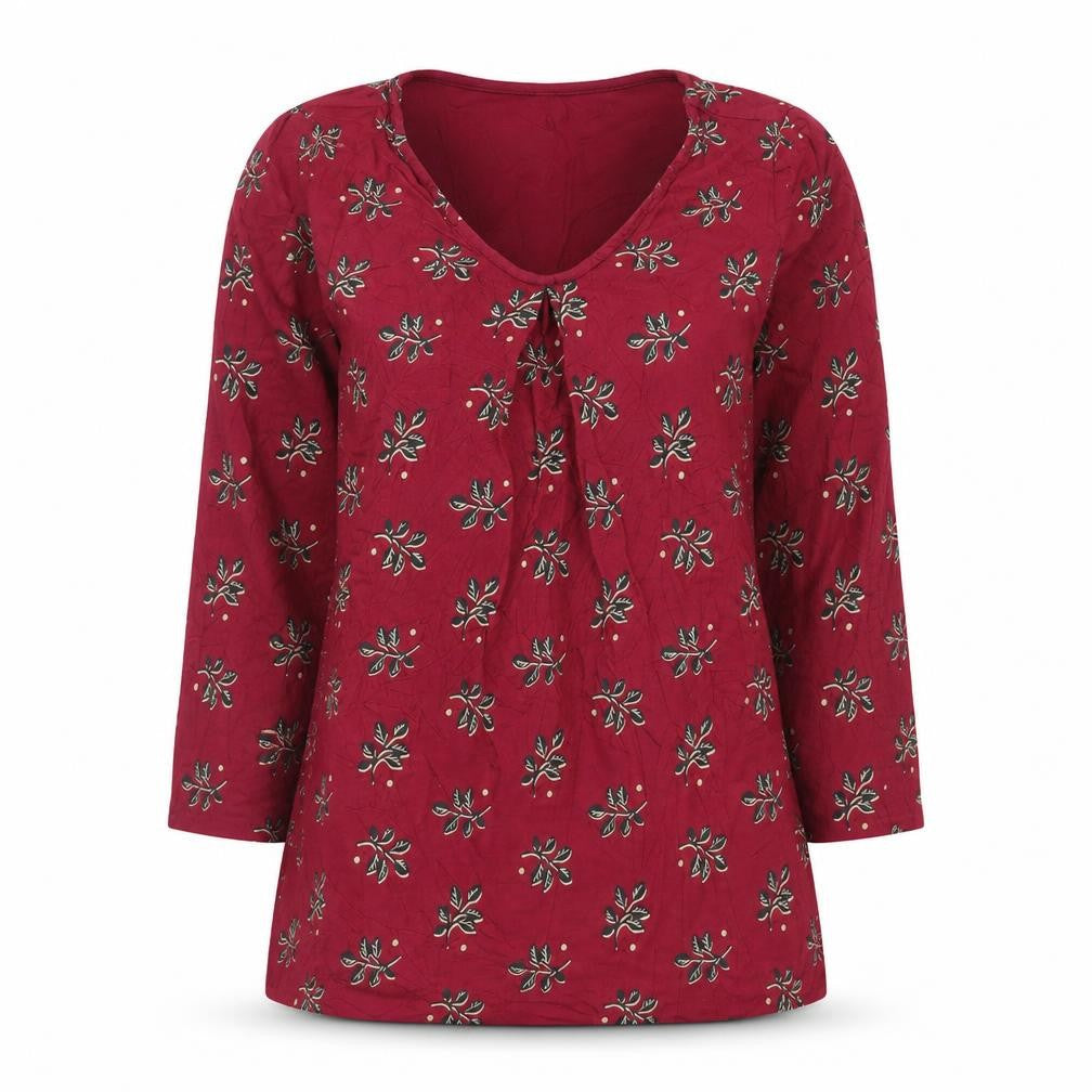 Front view of Seasalt Cornwall Women Red Floral Tunic Blouse UK 8 Regular Fit