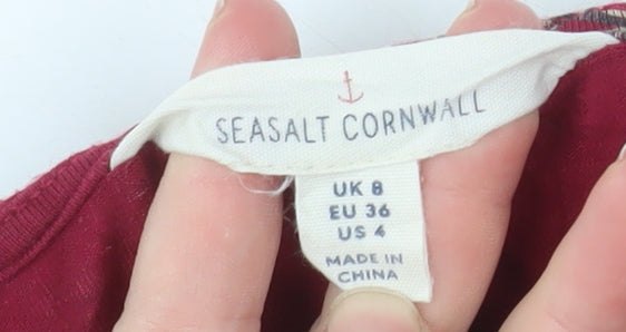 Seasalt Cornwall Women Red Floral Tunic Blouse UK 8 Regular Fit