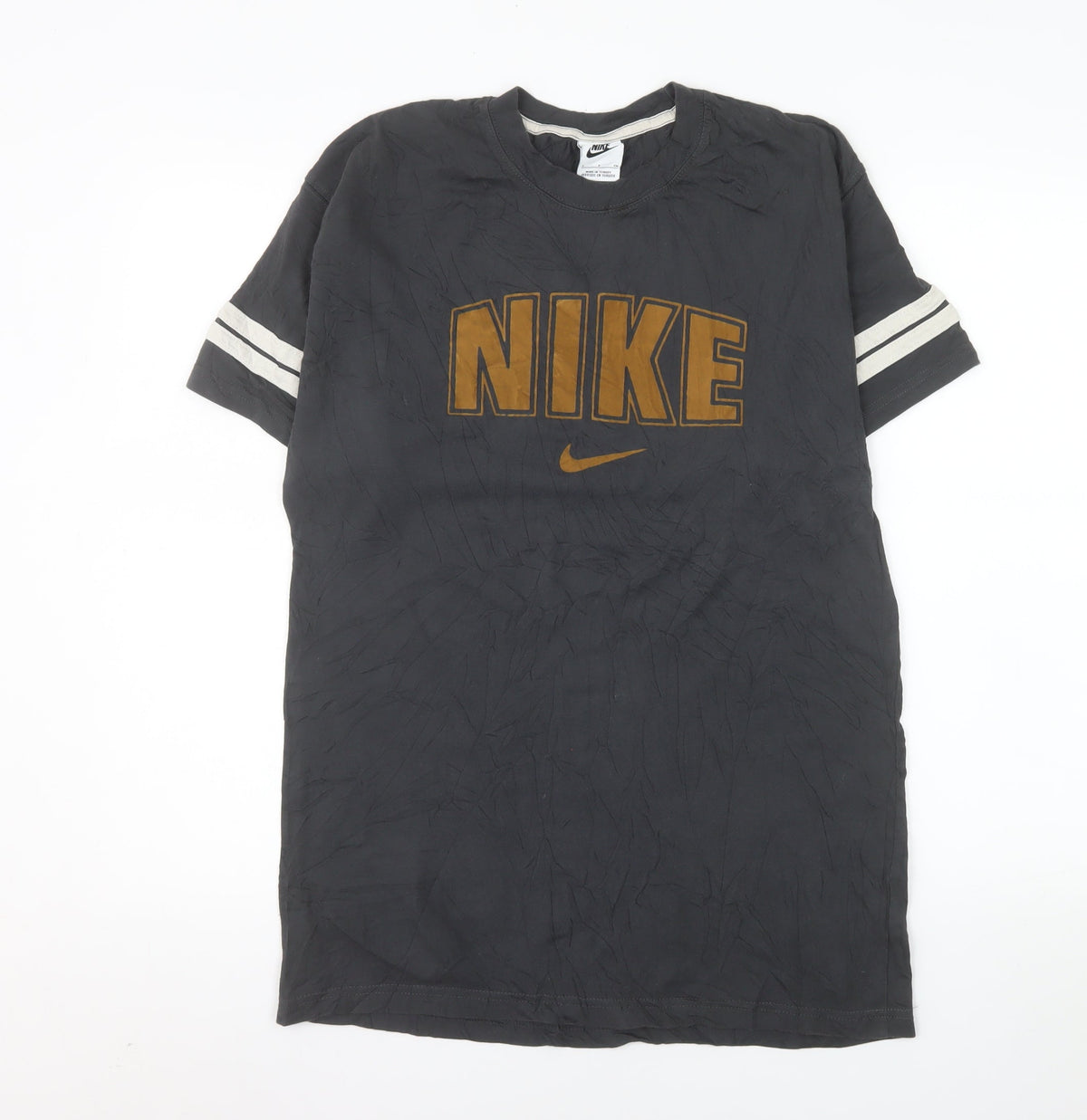 Additional front view of Nike Men's Black Sports Logo Crew Neck Cotton T-Shirt, size S