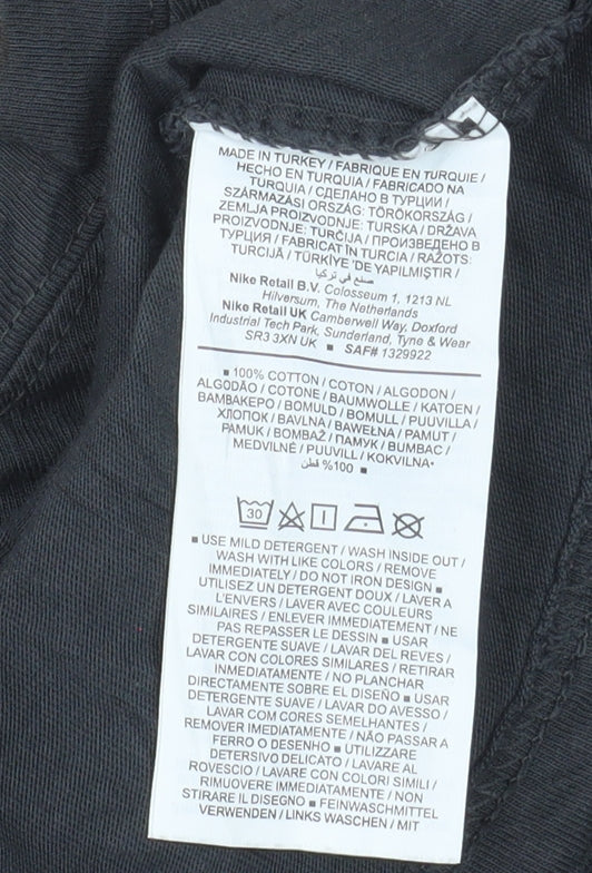 Additional view of Nike Men's Black Sports Logo Crew Neck Cotton T-Shirt, size S