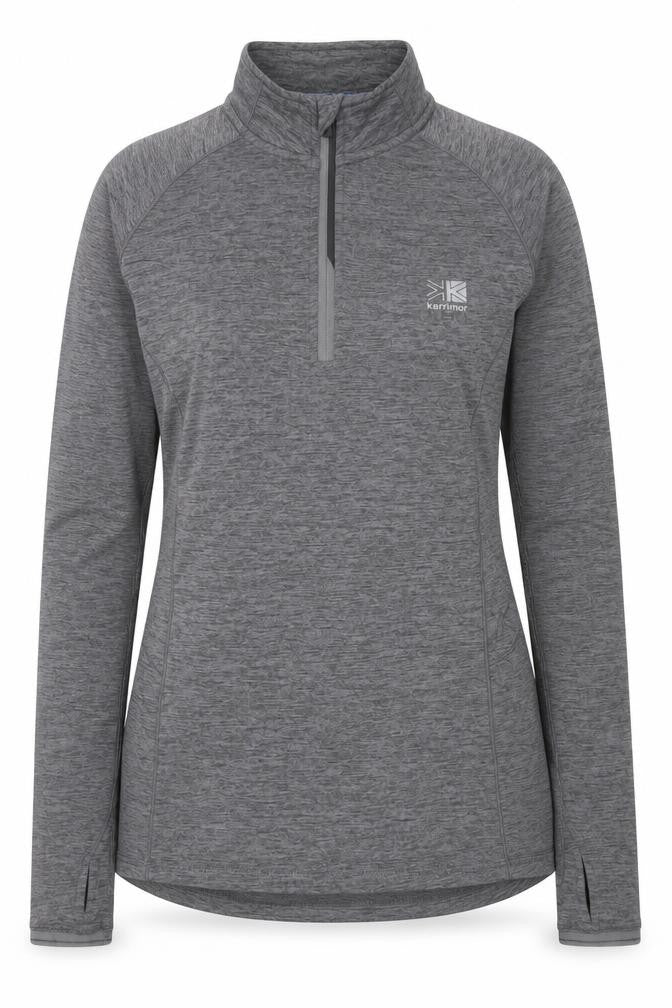 Front view of Karrimor Women's Grey, size 8, 1/4 Zip X-Lite Pullover Sweatshirt