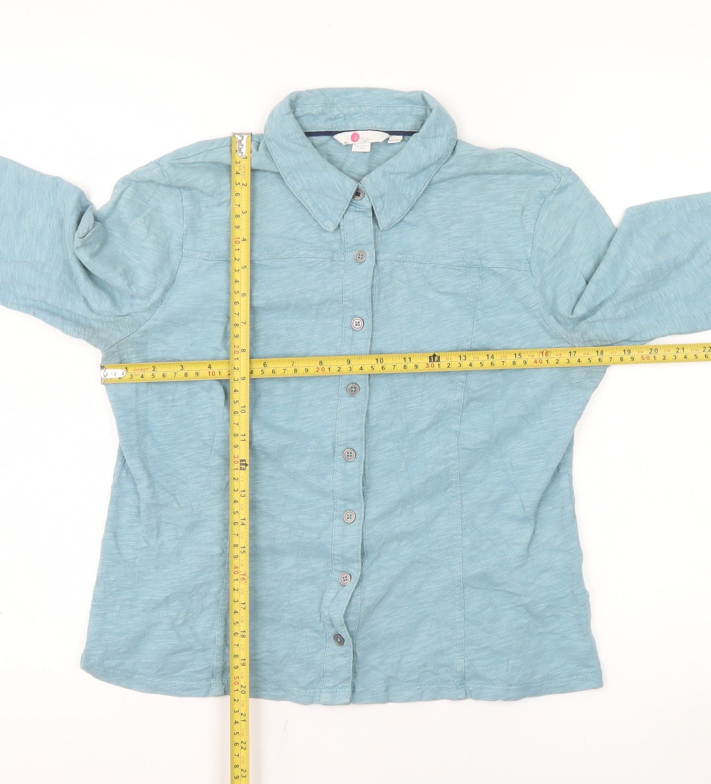 Boden Women Blue Collared Button-Up Cotton Shirt UK 12 Petite