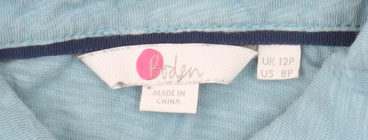 Boden Women Blue Collared Button-Up Cotton Shirt UK 12 Petite