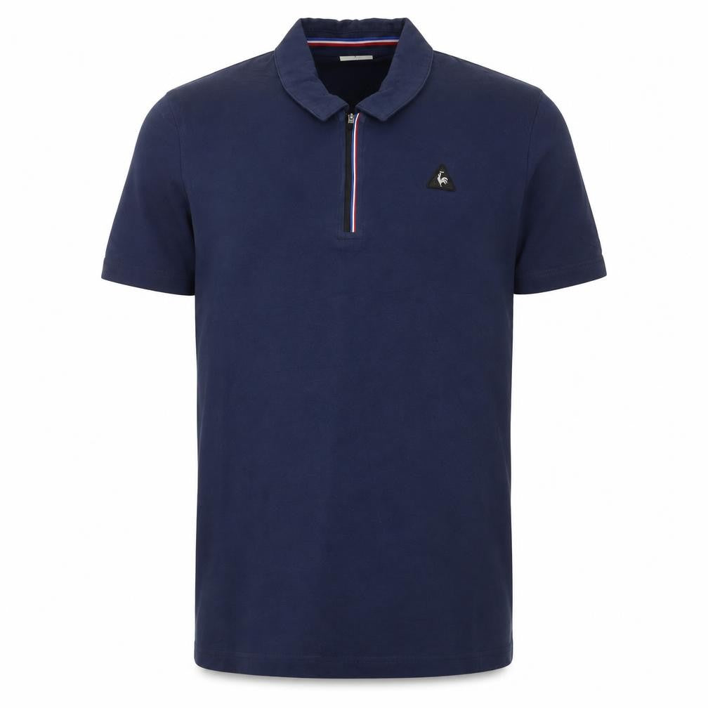 Le Coq Sportif Men's Blue L Polo Shirt 1/4 Zip Cotton Blend