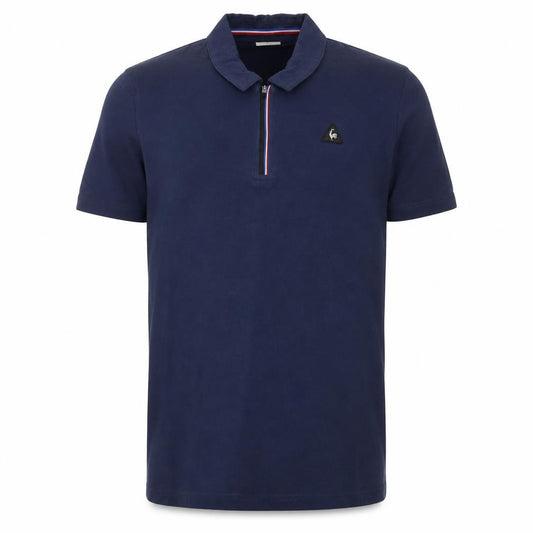 Le Coq Sportif Men's Blue L Polo Shirt 1/4 Zip Cotton Blend