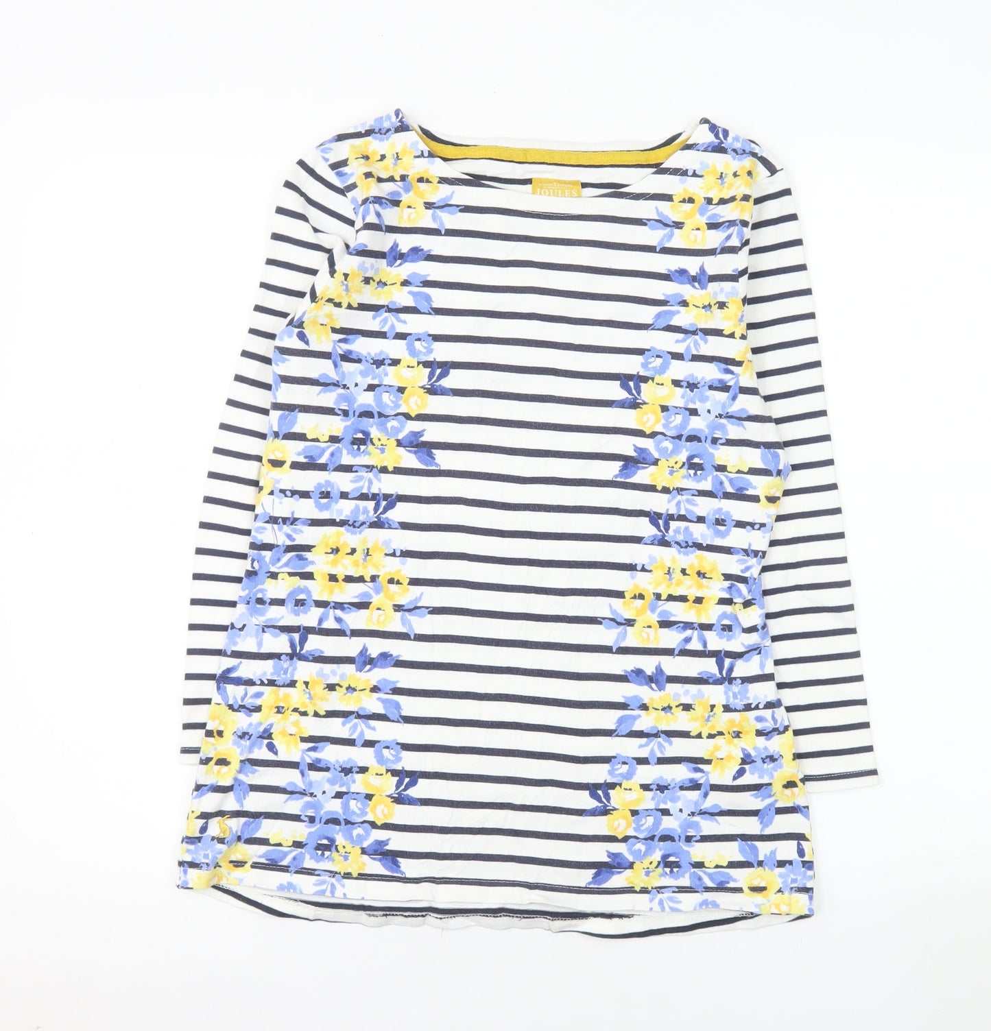 Joules Women’s Multicoloured Floral Stripe Cotton 3/4 Sleeve T-Shirt Size 12