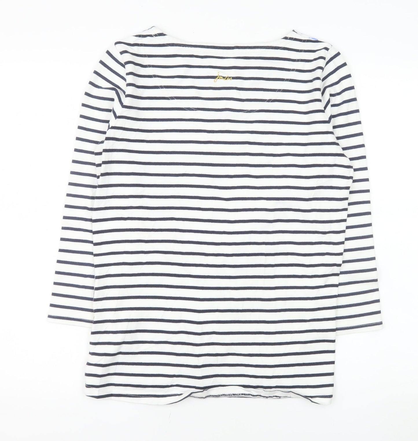 Joules Women’s Multicoloured Floral Stripe Cotton 3/4 Sleeve T-Shirt Size 12