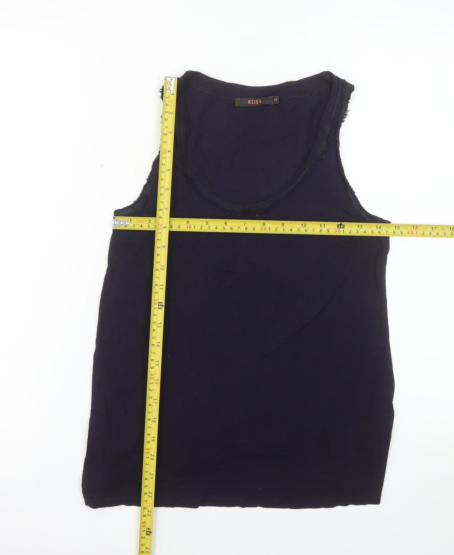 Reiss Womens Blue Jersey Tank Top XS Sleeveless Lyocell Silk Blend