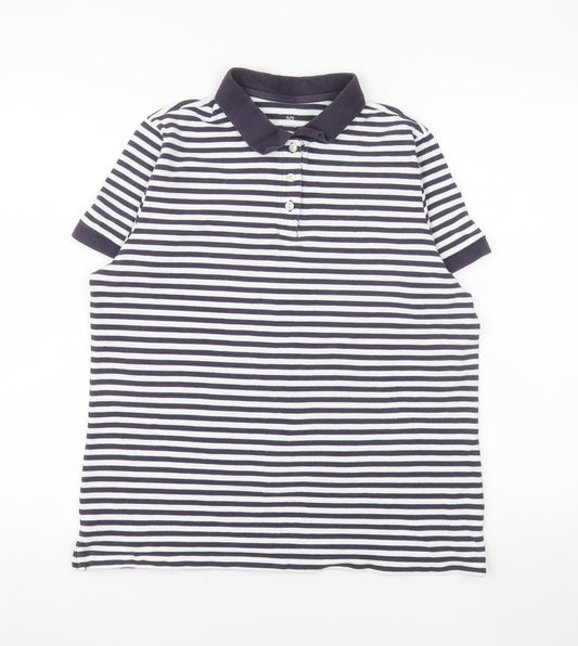 Mossimo Men's Black White Striped Cotton Polo Shirt XL