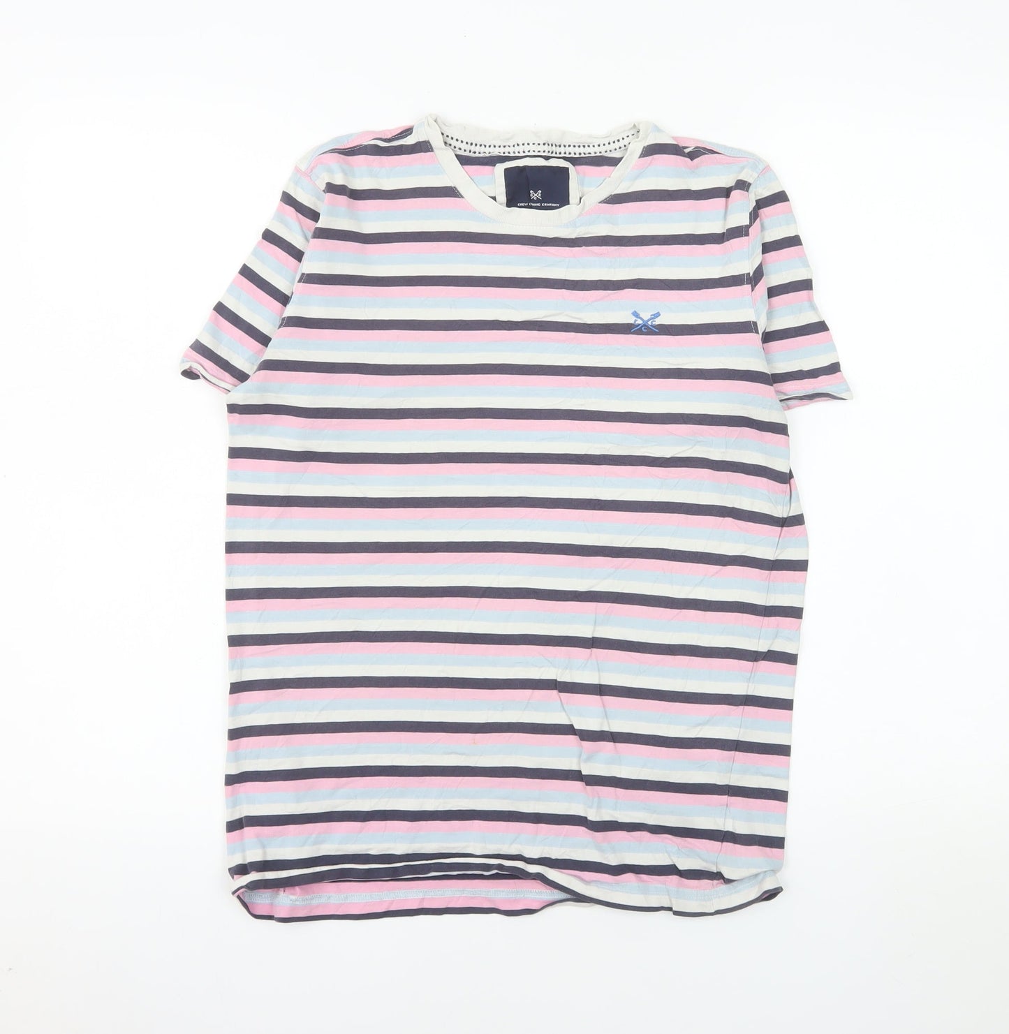 Crew Clothing Company Men's Multicoloured Striped Cotton T-Shirt Size S