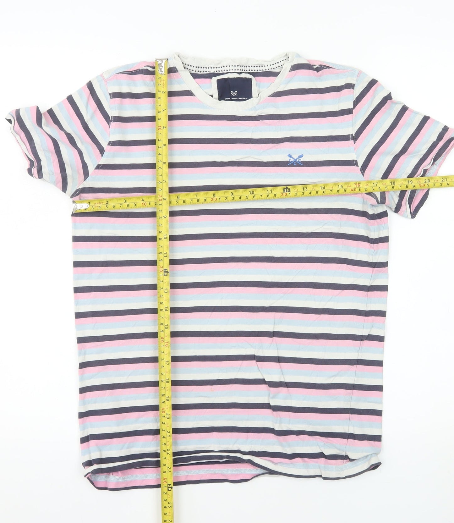 Crew Clothing Company Men's Multicoloured Striped Cotton T-Shirt Size S