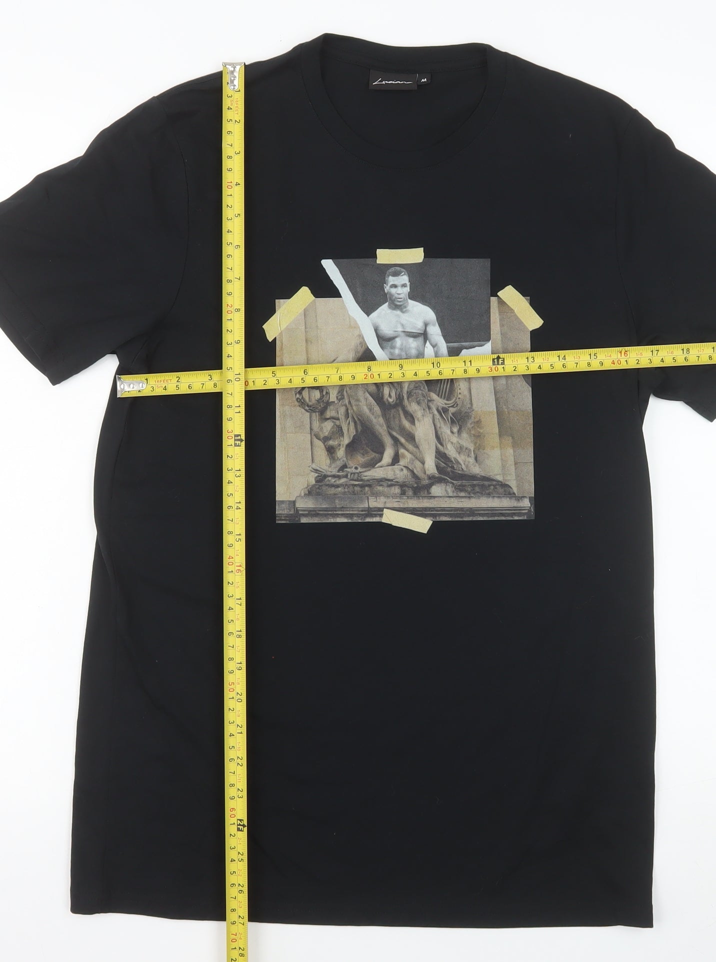 Luciano Men's Black Graphic Print Crew Neck T-Shirt Size M Polyester Cotton Blend