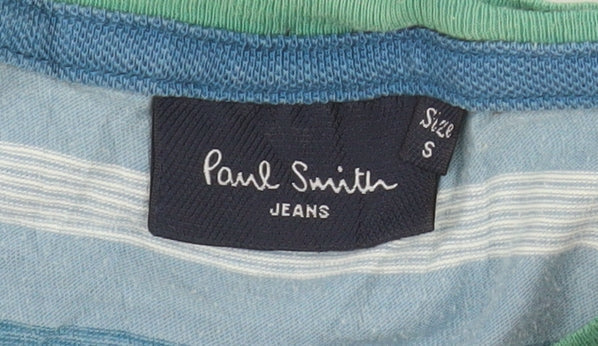 Paul Smith Jeans Men's Blue Striped Cotton Crew Neck T-Shirt Size S