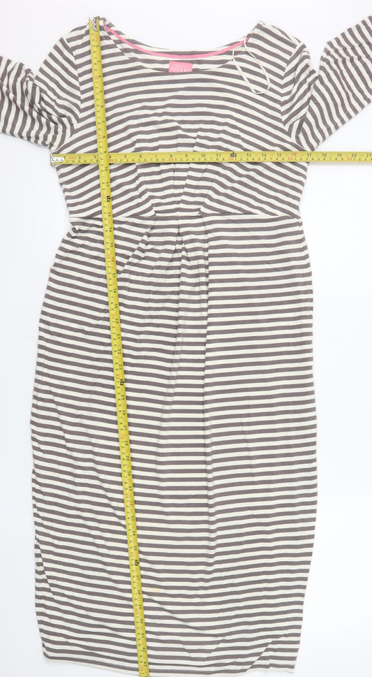 Joules Women’s Grey Striped Knee Length Shift Dress Size 12
