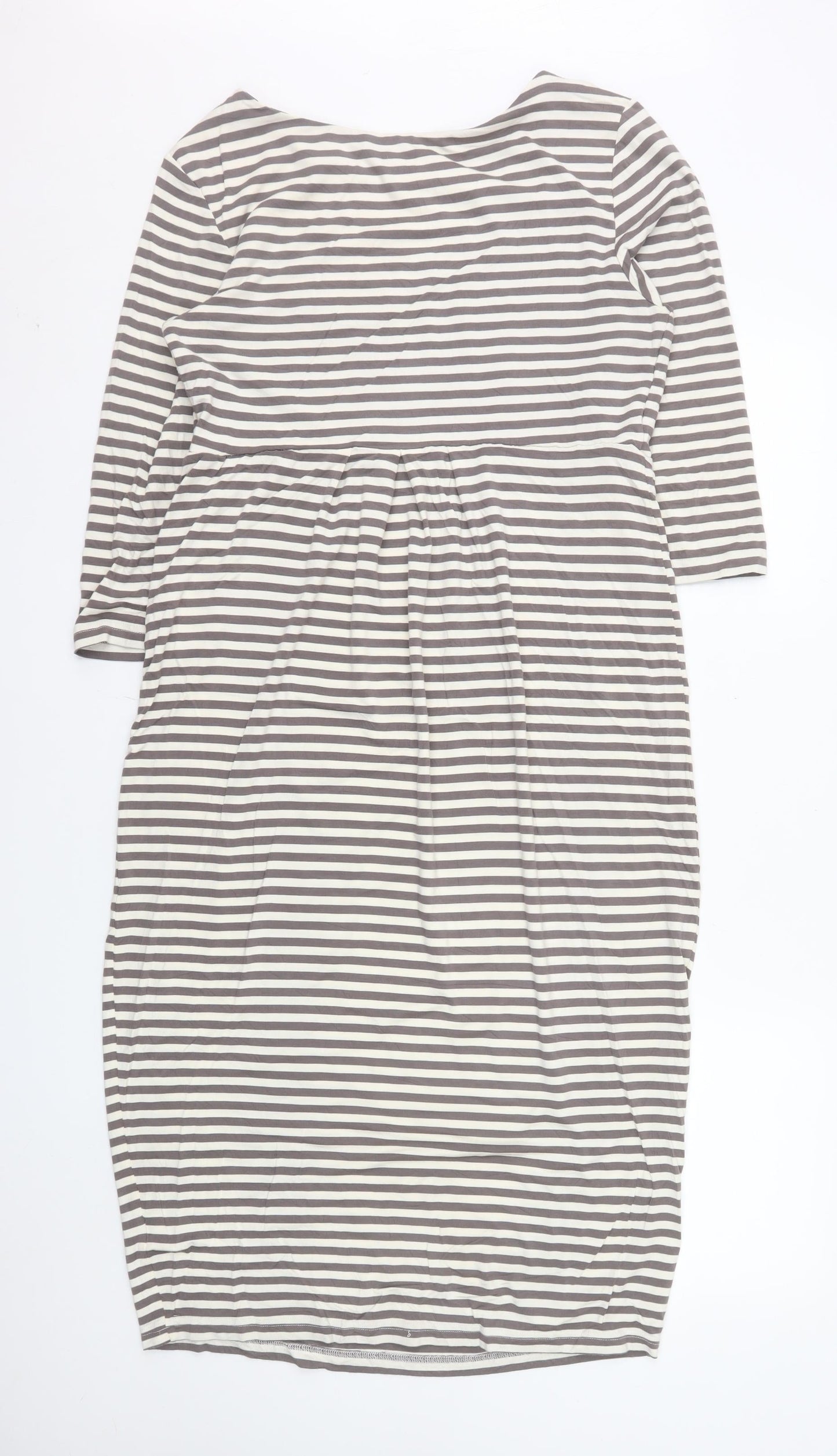 Joules Women’s Grey Striped Knee Length Shift Dress Size 12