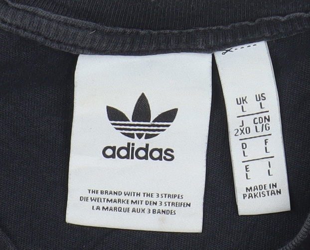 Adidas Men's Black Trefoil Logo Cotton Crew Neck T-Shirt Size L