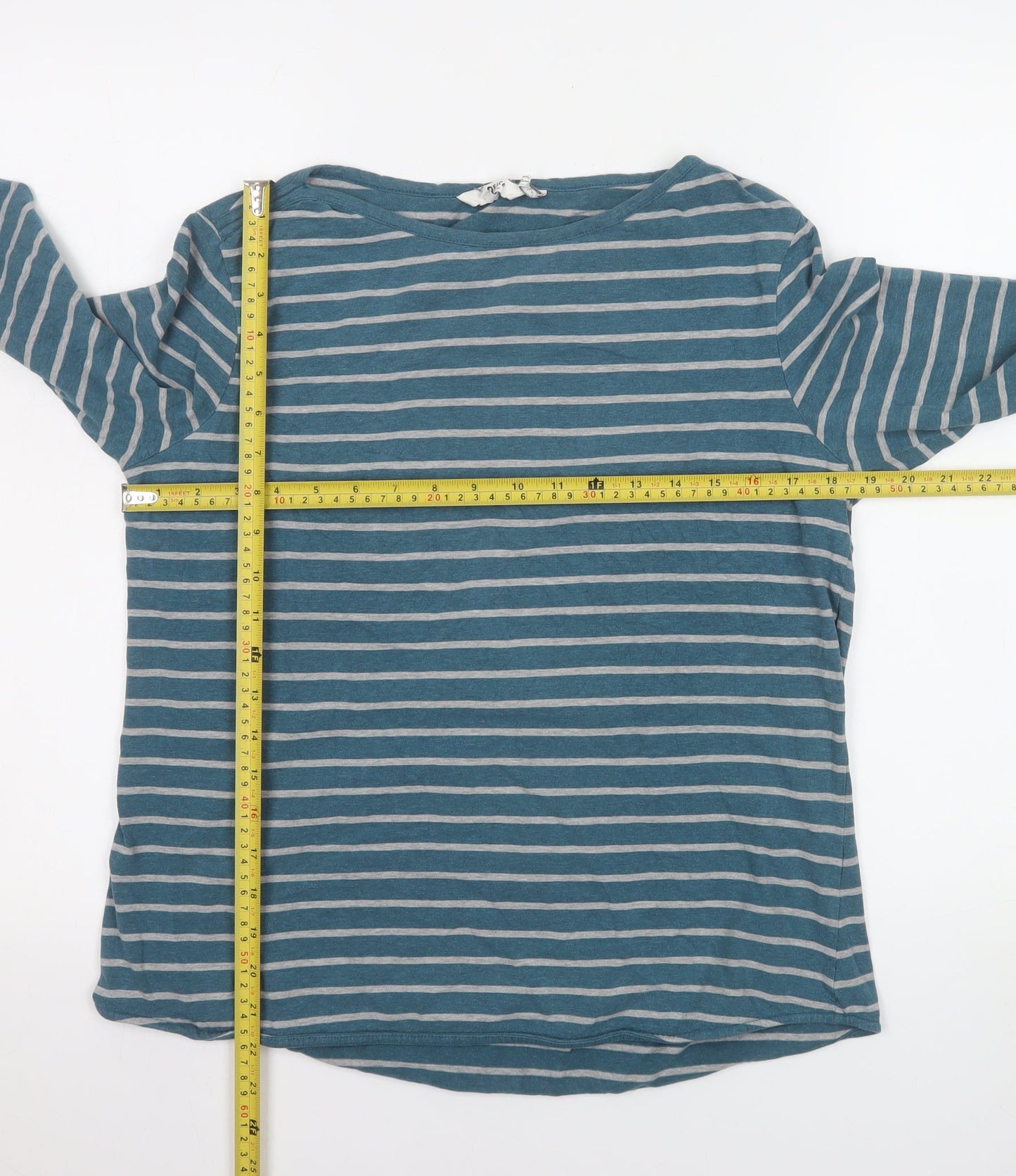 FatFace Women’s Blue Striped Long Sleeve Cotton T-Shirt Size 12