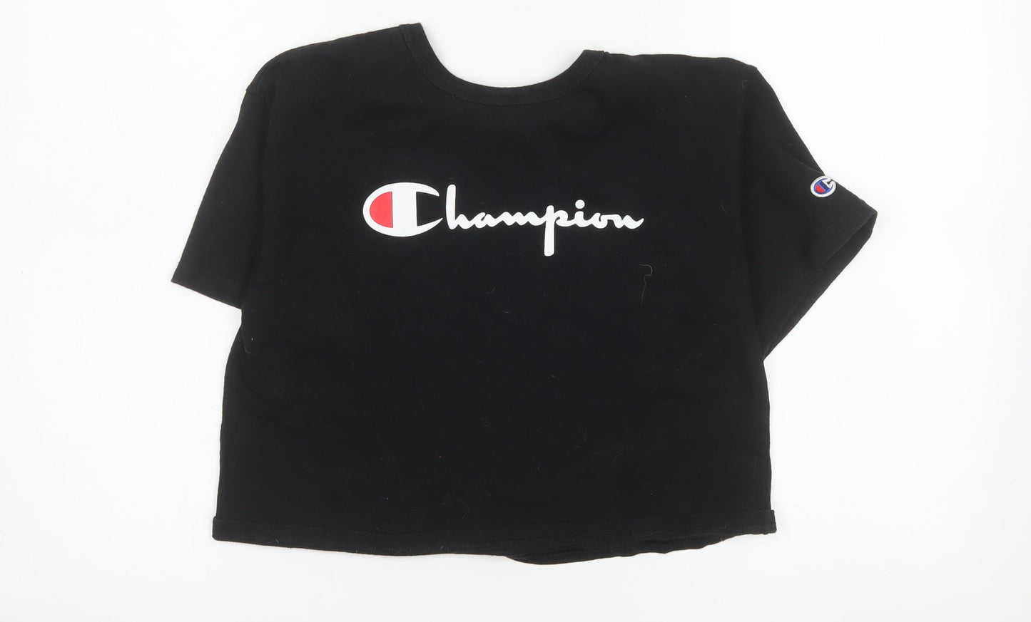 Champion Women's Black Cropped T-Shirt Small