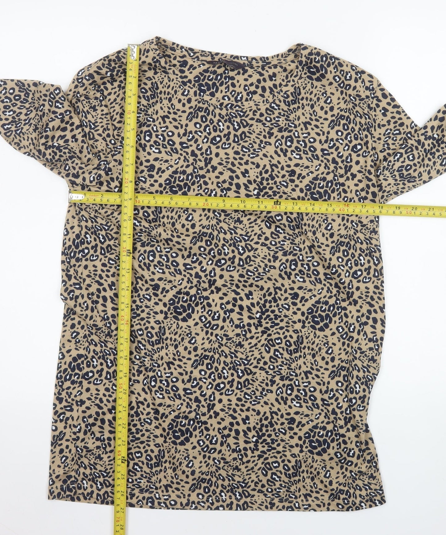 Marks and Spencer Women’s Beige Animal Print Blouse Size 10 Long Sleeve