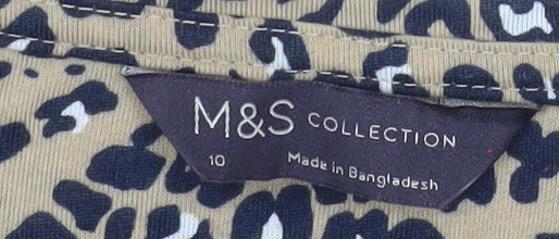Marks and Spencer Women’s Beige Animal Print Blouse Size 10 Long Sleeve