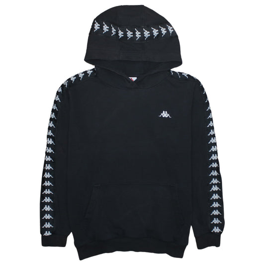 Kappa Boys Black Logo Tape Pullover Hoodie Size 14-15 Years
