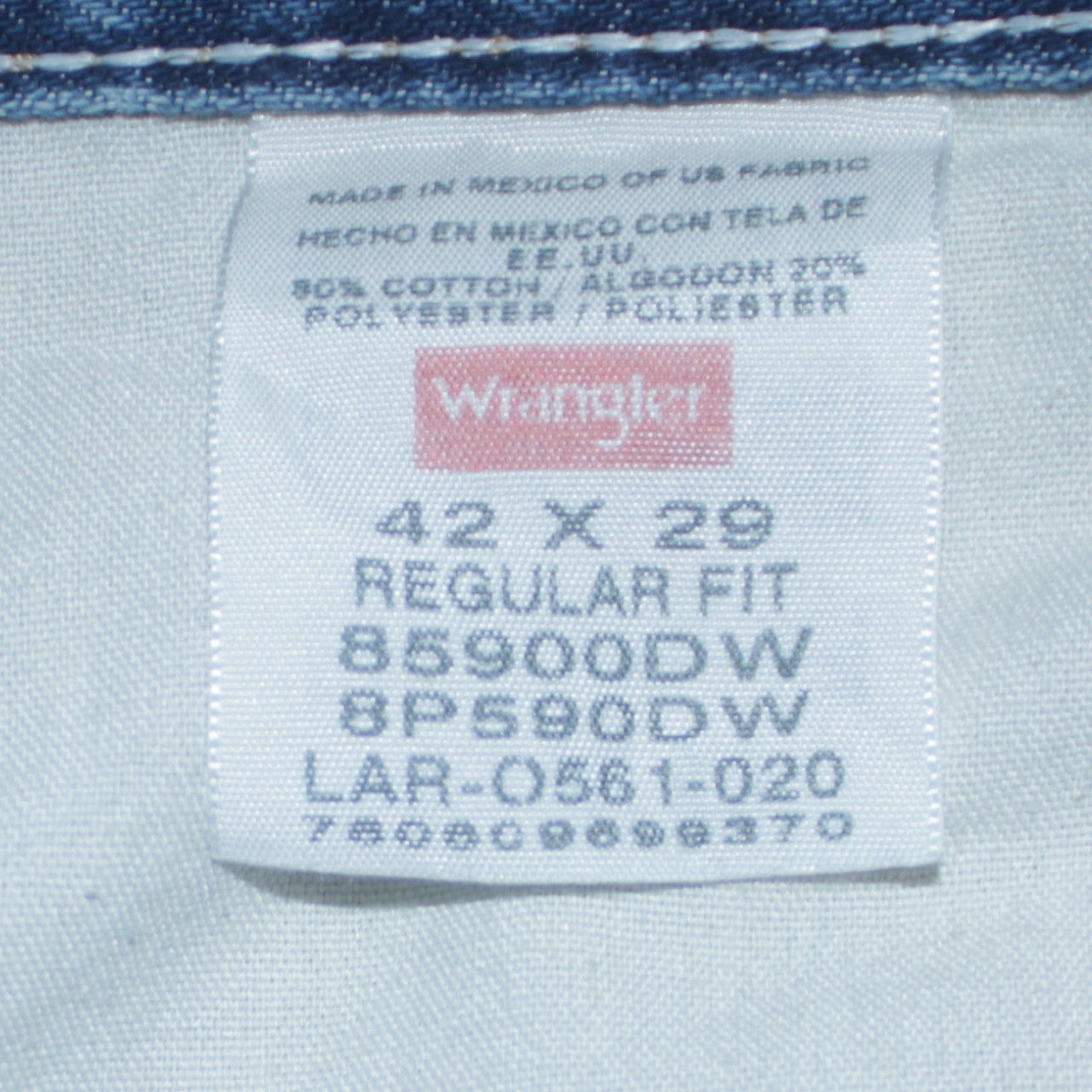 Wrangler Men’s Blue Regular Fit Denim Jeans 42W 29L Straight Leg